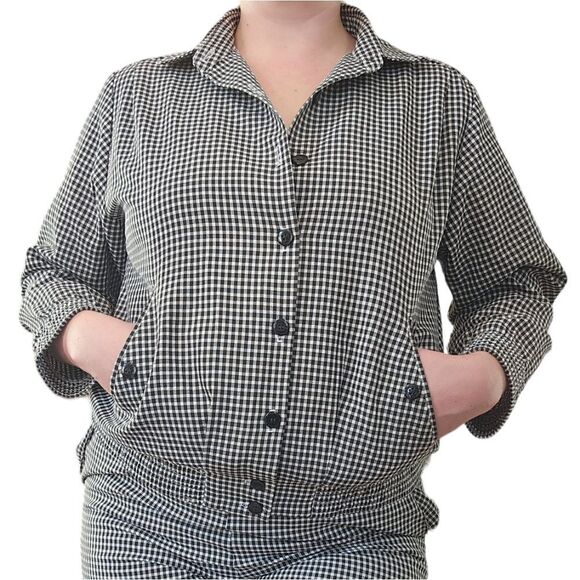 Vintage Alfred Dunner '80s Gingham Black & White Two Piece Matching Suit Set 6P - Picture 5 of 16